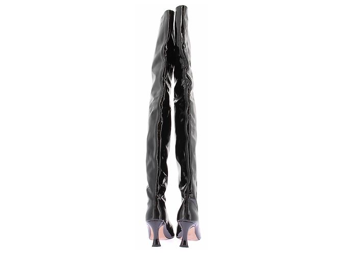 By Far Schwarze Lackleder-Stiefel mit Absatz - Ansicht 5