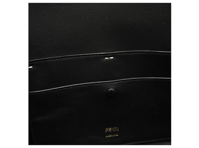 Borsa a Spalla in Pelle Fendi Bucket Twist Nero Bianco - vista 10