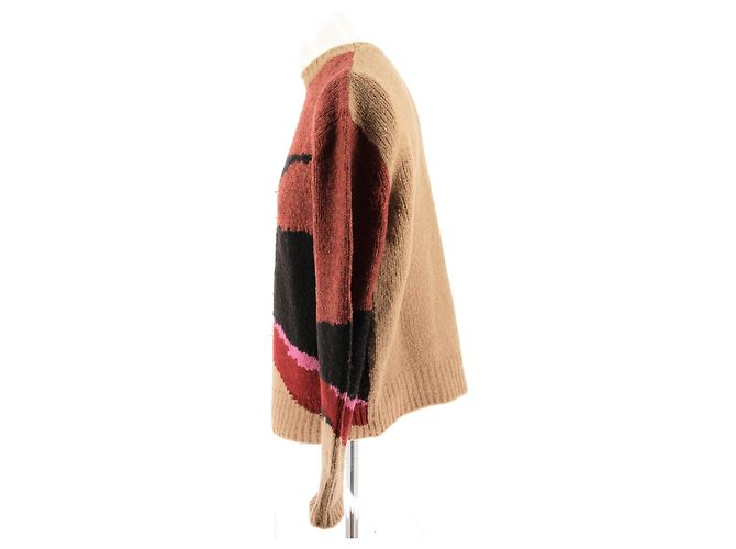 Dries Van Noten Wollpullover mit Mehrfarben Muster Beige - Ansicht 4