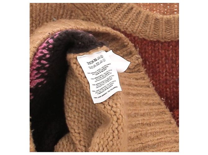Dries Van Noten Wollpullover mit Mehrfarben Muster Beige - Ansicht 6