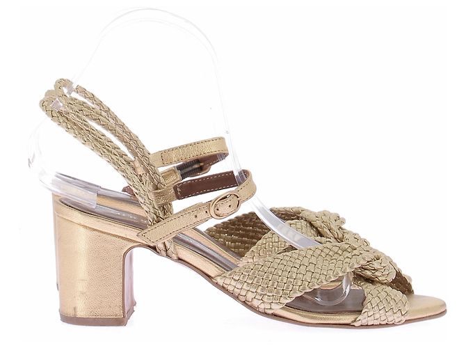 Autre Marque Offene Sandalen mit Absatz Golden - Ansicht 2