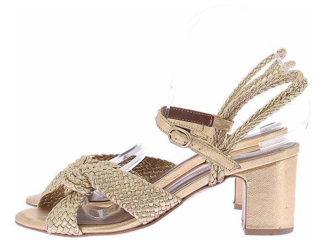 Autre Marque Offene Sandalen mit Absatz Golden - Ansicht 3