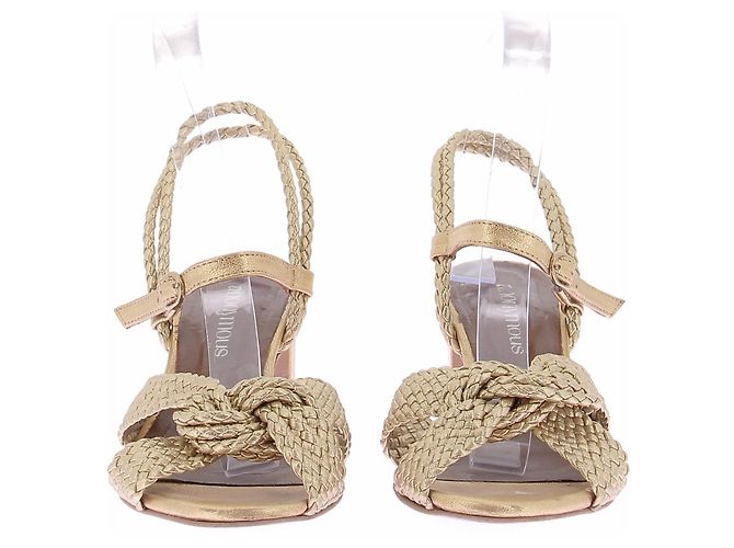 Autre Marque Offene Sandalen mit Absatz Golden - Ansicht 4