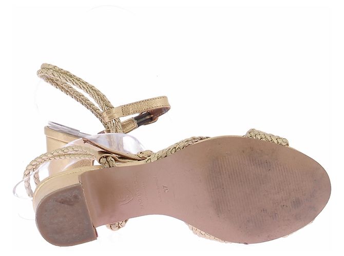 Autre Marque Offene Sandalen mit Absatz Golden - Ansicht 7