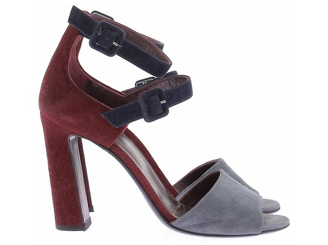Hermès „Nora“ dreifarbige Wildlederschuhe Bordeaux - Ansicht 2