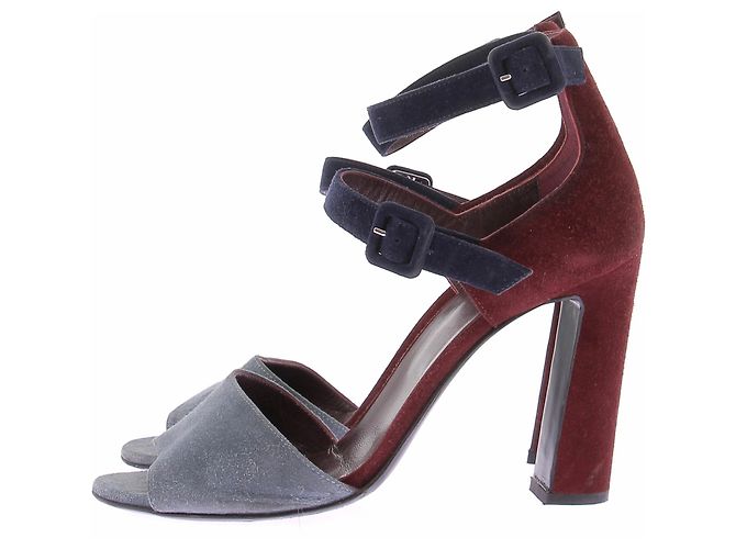 Hermès „Nora“ dreifarbige Wildlederschuhe Bordeaux - Ansicht 3