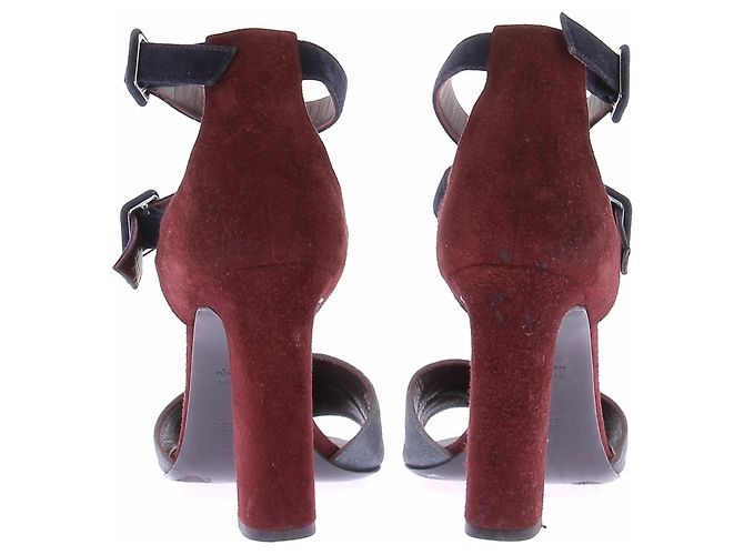 Hermès „Nora“ dreifarbige Wildlederschuhe Bordeaux - Ansicht 5