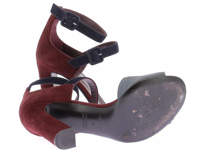 Hermès „Nora“ dreifarbige Wildlederschuhe Bordeaux - Ansicht 6