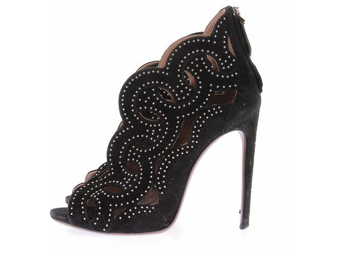 Alaïa Décolleté in camoscio nero con borchie - vista 3