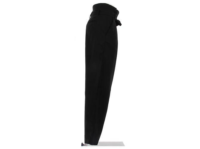 Iro Pantalón negro con cinturón de algodón - vista 3