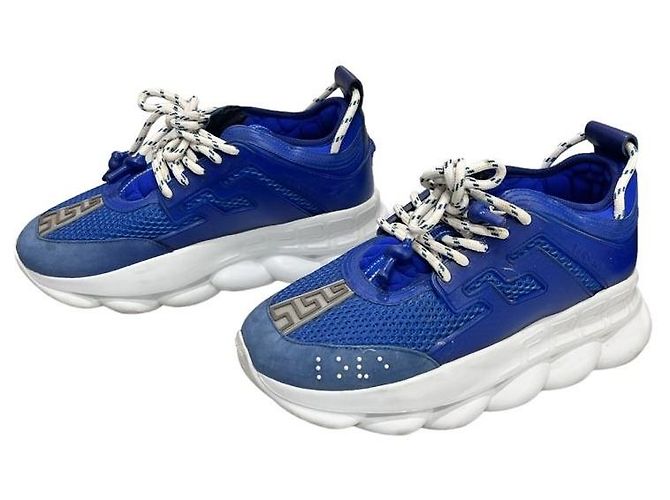 Versace Sneakers in gomma a rete Chain Reaction blu - vista 3