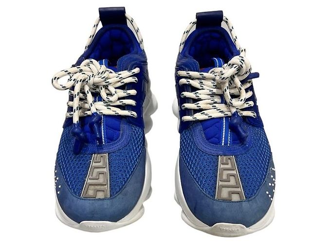 Versace Sneakers in gomma a rete Chain Reaction blu - vista 4