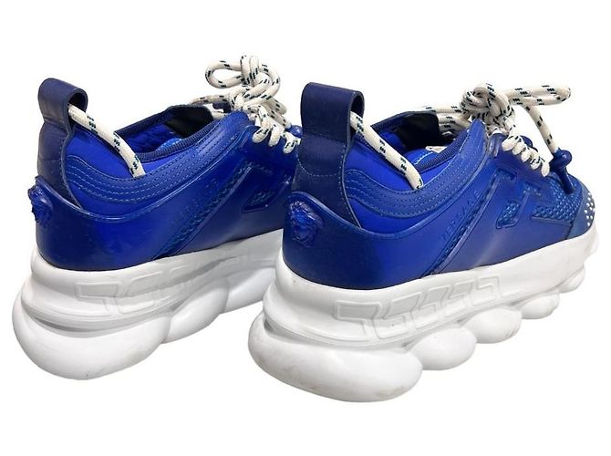 Versace Sneakers in gomma a rete Chain Reaction blu - vista 7