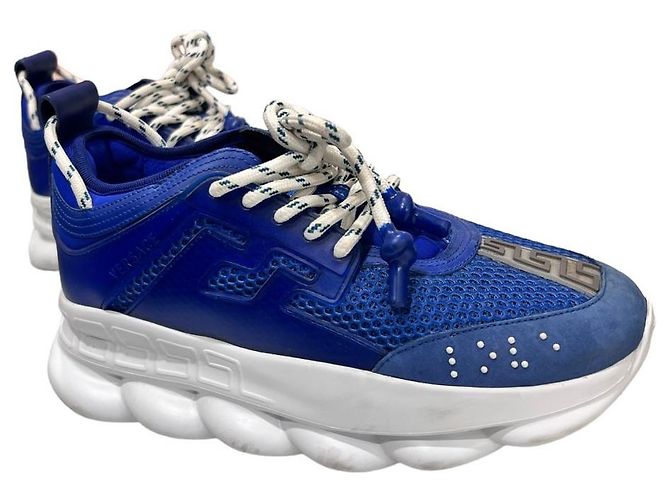 Versace Sneakers in gomma a rete Chain Reaction blu - vista 8