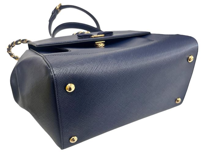 Salvatore Ferragamo Borsa a Spalla Donna Bara Kelly Blu Oxford - vista 6