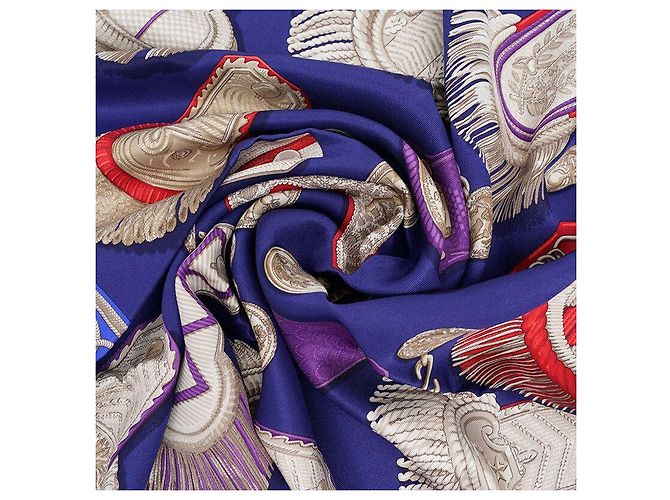 Hermès Blau-lila Seidenschal Mehrfarben - Ansicht 5