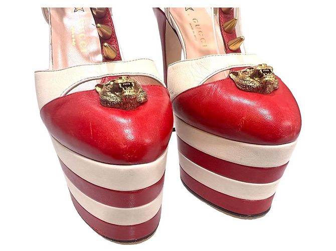 Gucci Tacco Piattaforma Stellato Angelo Rosso - vista 8