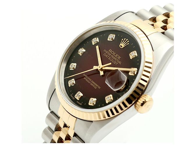 Rolex Relógio masculino Datejust combinação bordô com diamantes após ajuste certificado de nascimento Multicor - vista 10