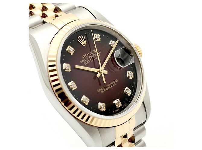 Rolex Relógio masculino Datejust combinação bordô com diamantes após ajuste certificado de nascimento Multicor - vista 11