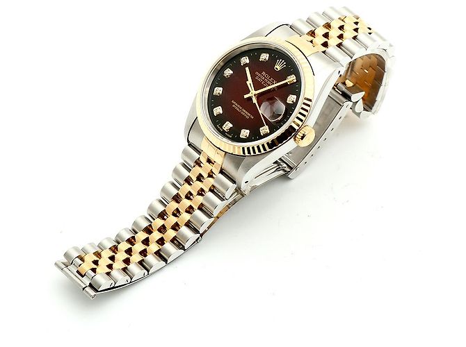 Rolex Relógio masculino Datejust combinação bordô com diamantes após ajuste certificado de nascimento Multicor - vista 14