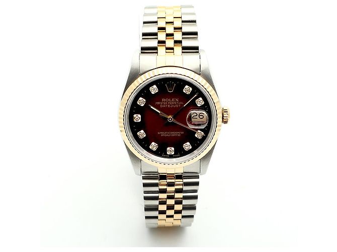 Rolex Relógio masculino Datejust combinação bordô com diamantes após ajuste certificado de nascimento Multicor - vista 16