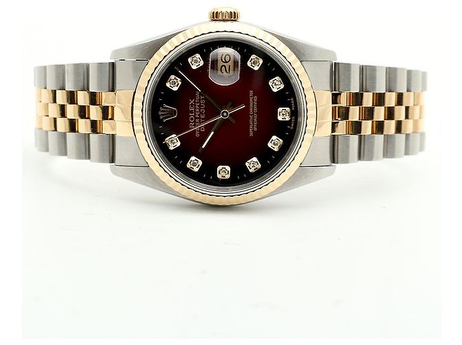 Rolex Relógio masculino Datejust combinação bordô com diamantes após ajuste certificado de nascimento Multicor - vista 18