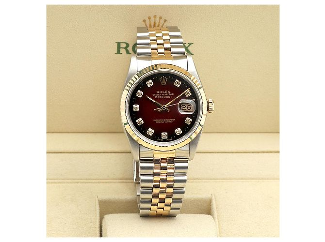 Rolex Relógio masculino Datejust combinação bordô com diamantes após ajuste certificado de nascimento Multicor - vista 2