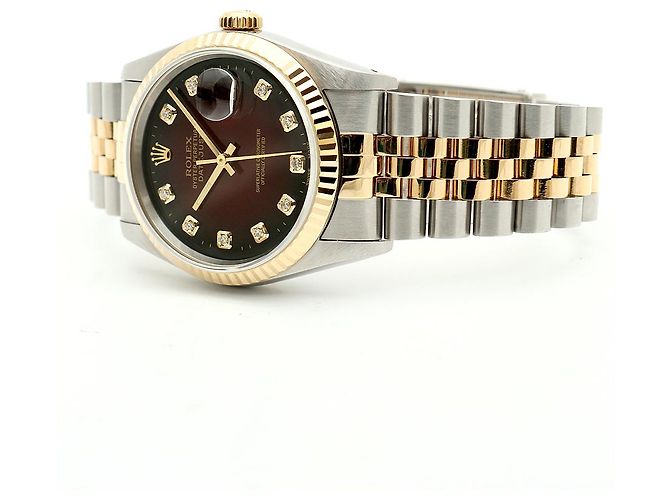 Rolex Relógio masculino Datejust combinação bordô com diamantes após ajuste certificado de nascimento Multicor - vista 20