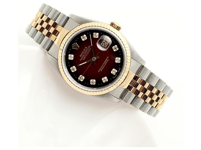Rolex Relógio masculino Datejust combinação bordô com diamantes após ajuste certificado de nascimento Multicor - vista 21