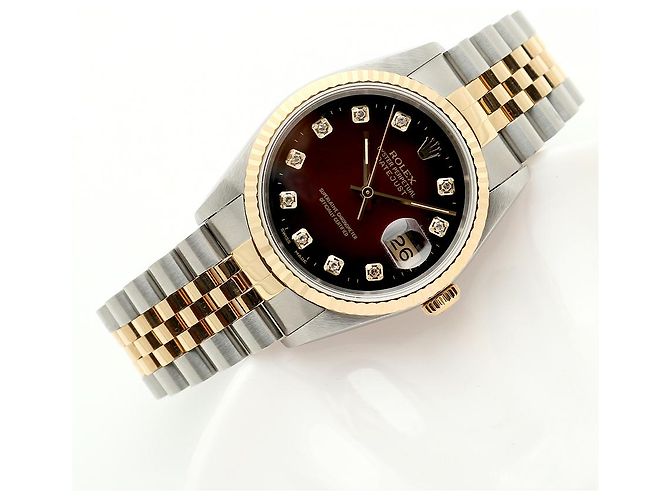 Rolex Relógio masculino Datejust combinação bordô com diamantes após ajuste certificado de nascimento Multicor - vista 22