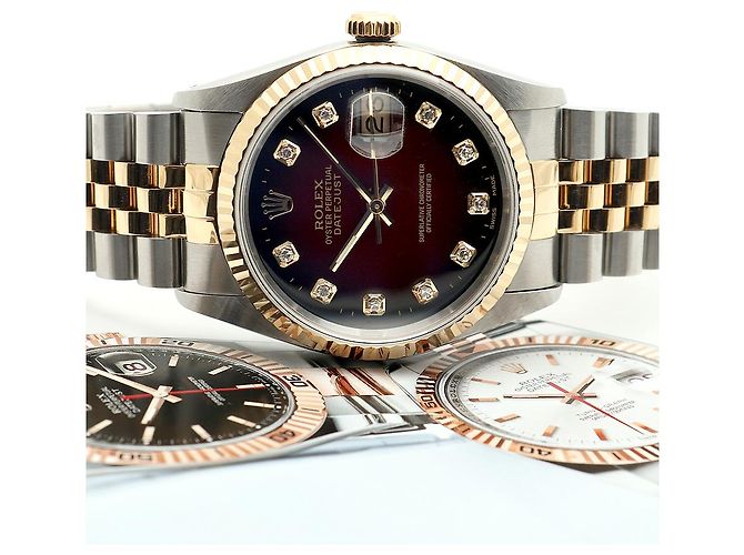 Rolex Relógio masculino Datejust combinação bordô com diamantes após ajuste certificado de nascimento Multicor - vista 23