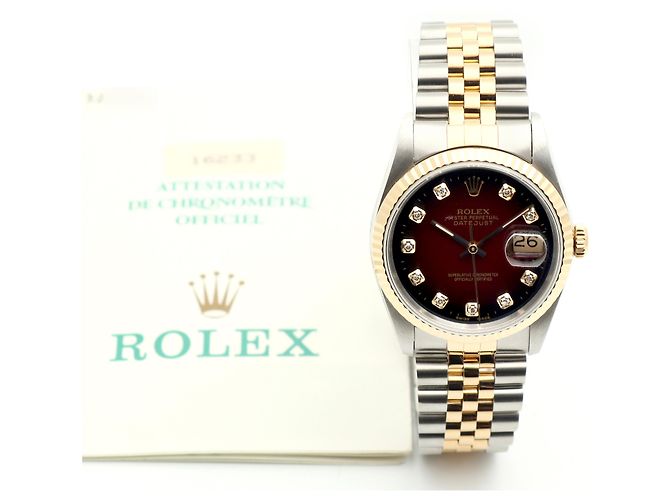 Rolex Relógio masculino Datejust combinação bordô com diamantes após ajuste certificado de nascimento Multicor - vista 3