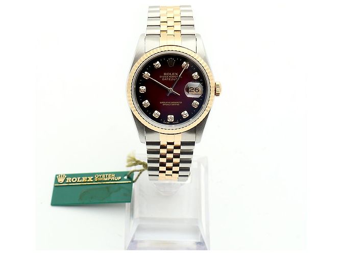 Rolex Relógio masculino Datejust combinação bordô com diamantes após ajuste certificado de nascimento Multicor - vista 4