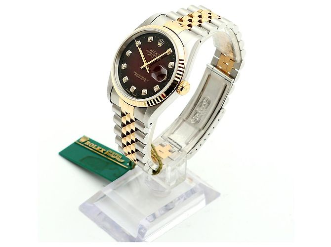 Rolex Relógio masculino Datejust combinação bordô com diamantes após ajuste certificado de nascimento Multicor - vista 5