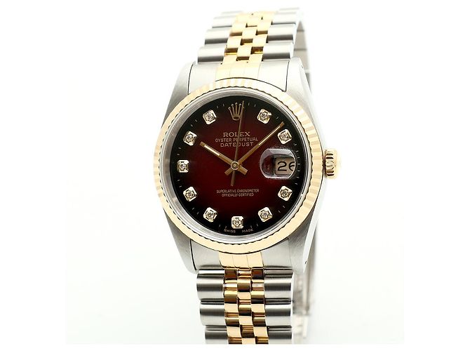 Rolex Relógio masculino Datejust combinação bordô com diamantes após ajuste certificado de nascimento Multicor - vista 8