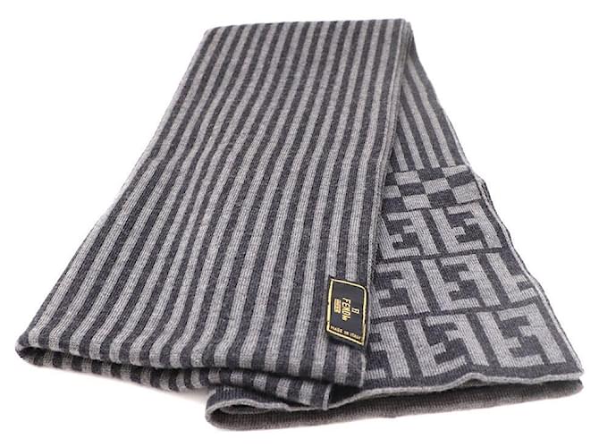 Fendi Sciarpa in cashmere con logo FF Marrone - vista 2