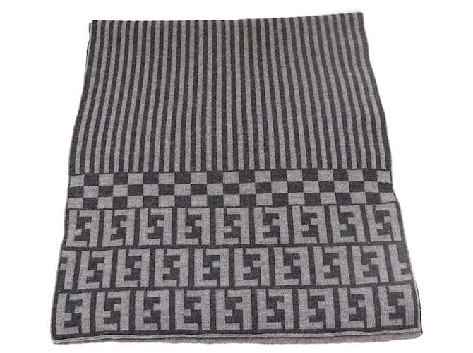 Fendi Sciarpa in cashmere con logo FF Marrone - vista 5