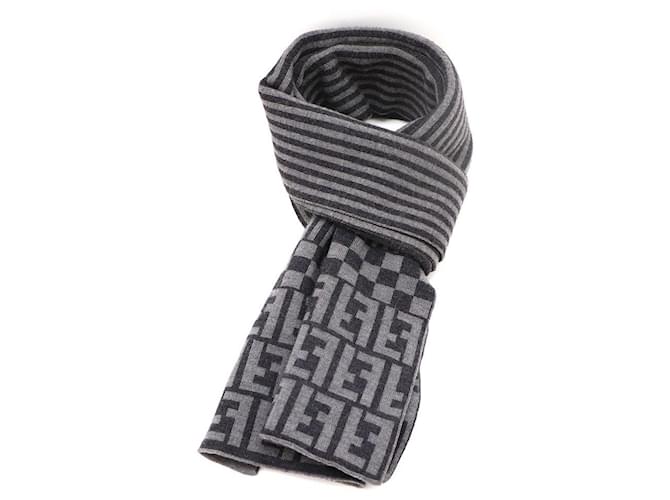 Fendi Sciarpa in cashmere con logo FF Marrone - vista 7
