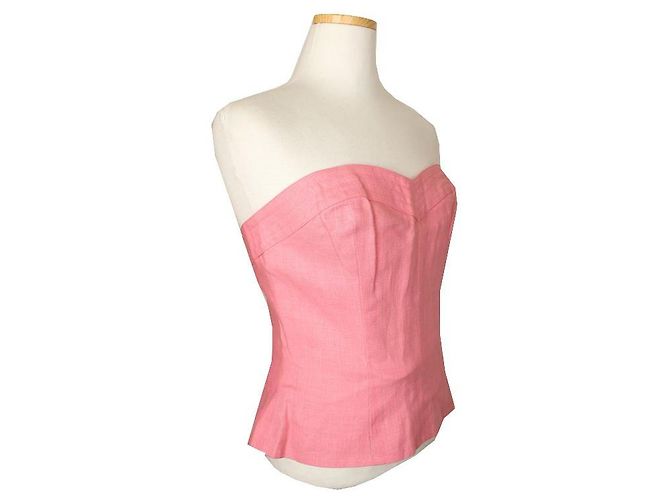 Saint Laurent Top tubo de lino rosa YSL Roja - vista 2