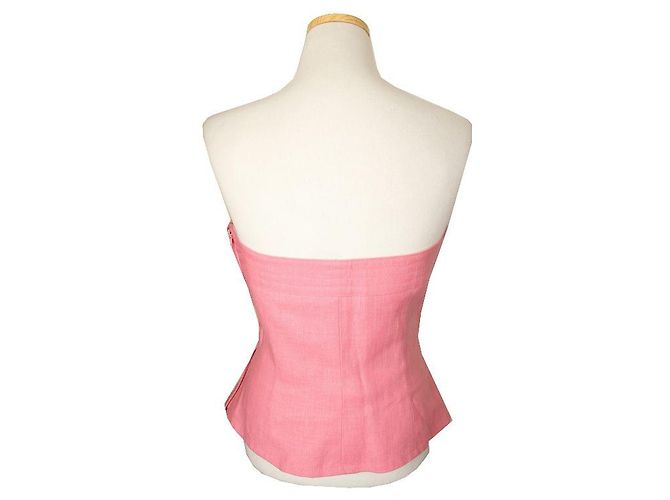 Saint Laurent Top tubo de lino rosa YSL Roja - vista 3