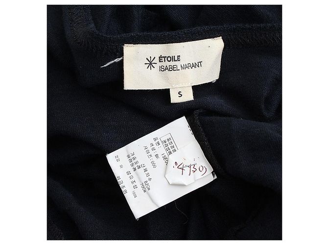 Navy V-Ausschnitt Leinen T-Shirt von Isabel Marant Étoile Blau - Ansicht 3