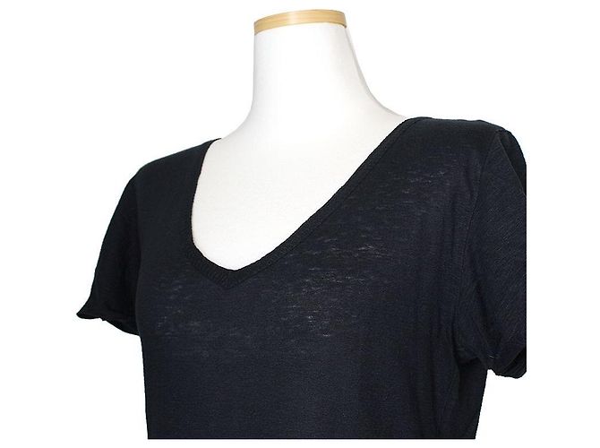 Navy V-Ausschnitt Leinen T-Shirt von Isabel Marant Étoile Blau - Ansicht 4