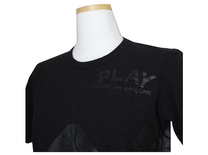 Comme Des Garcons Schwarzes Baumwoll-T-Shirt Play - Ansicht 4