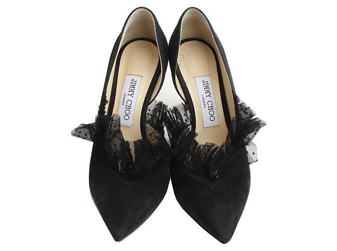 Jimmy Choo Décolleté in suede nero con lacci - vista 2