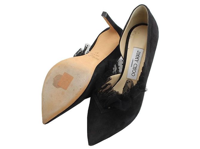 Jimmy Choo Décolleté in suede nero con lacci - vista 3