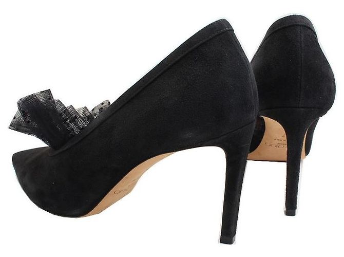 Jimmy Choo Décolleté in suede nero con lacci - vista 4