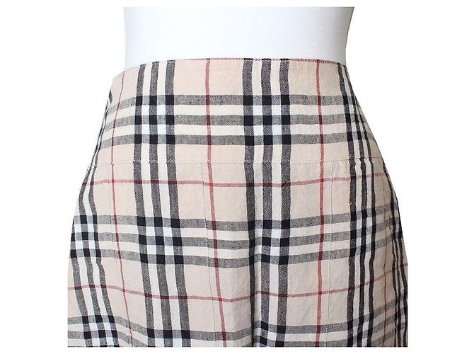 Burberry Beige karierte Schlitzrock Mehrfarben - Ansicht 4