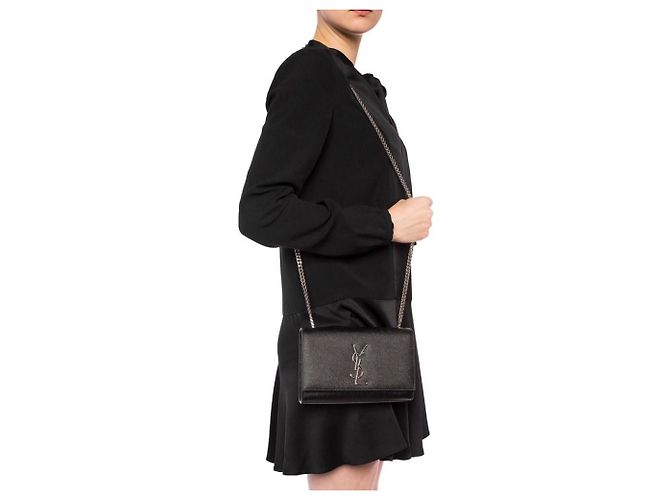 Borsa a spalla in pelle Small Kate di Saint Laurent Nero - vista 17