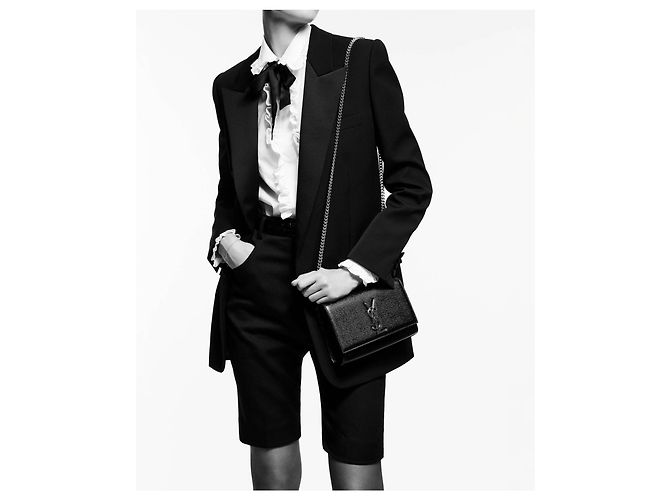 Borsa a spalla in pelle Small Kate di Saint Laurent Nero - vista 3