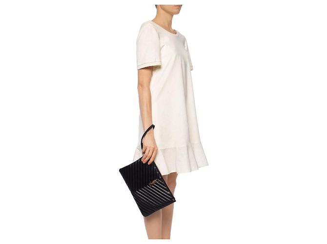 Saint Laurent Clutch trapuntato con monogramma Nero - vista 10